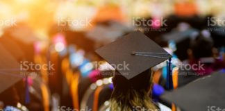 rear view of the university graduates line up for degree award in the picture id1193095567